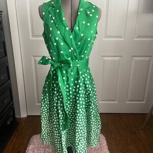 Anne Klein White and Green Dress